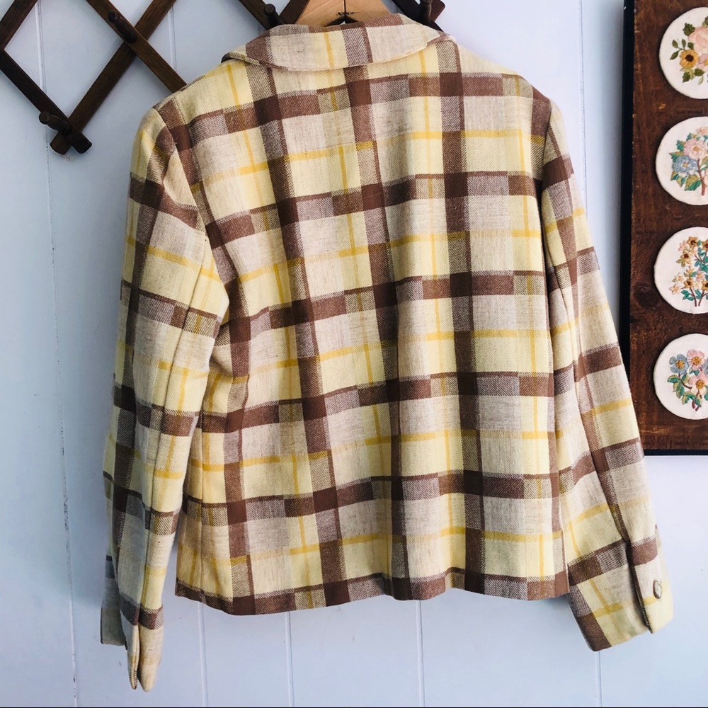 Vintage Yellow and Brown Plaid Blazer - Picture 6 of 6